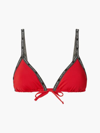 Calvin Klein Fürdőruha HU111329 | Calvin Klein Logo Tape Triangle Női Bikini Felső Piros